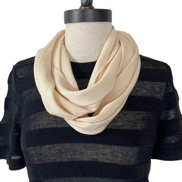 Accessories - Cream woven pleated infinity scarf